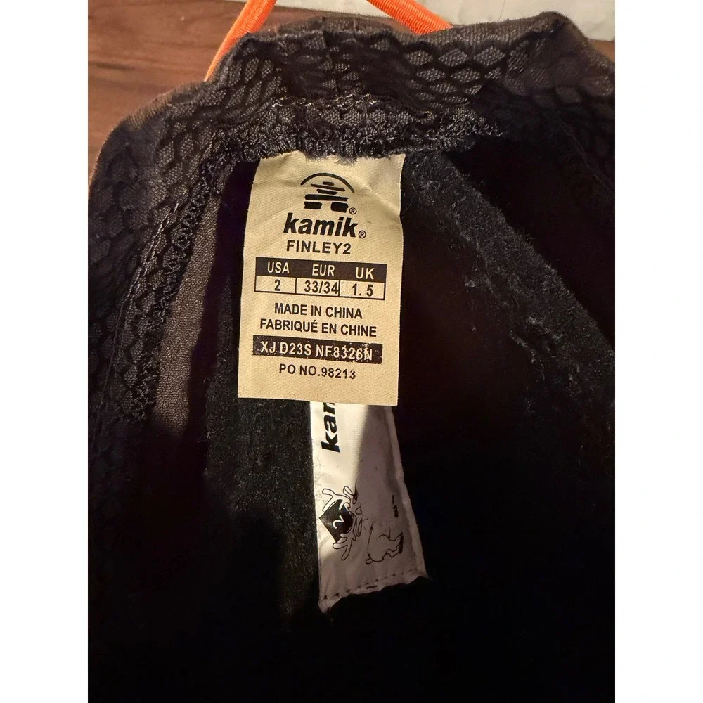 Kamik Finley 2 Kids Winter Snow Boots Black Orange Insulated Waterproof Size 2